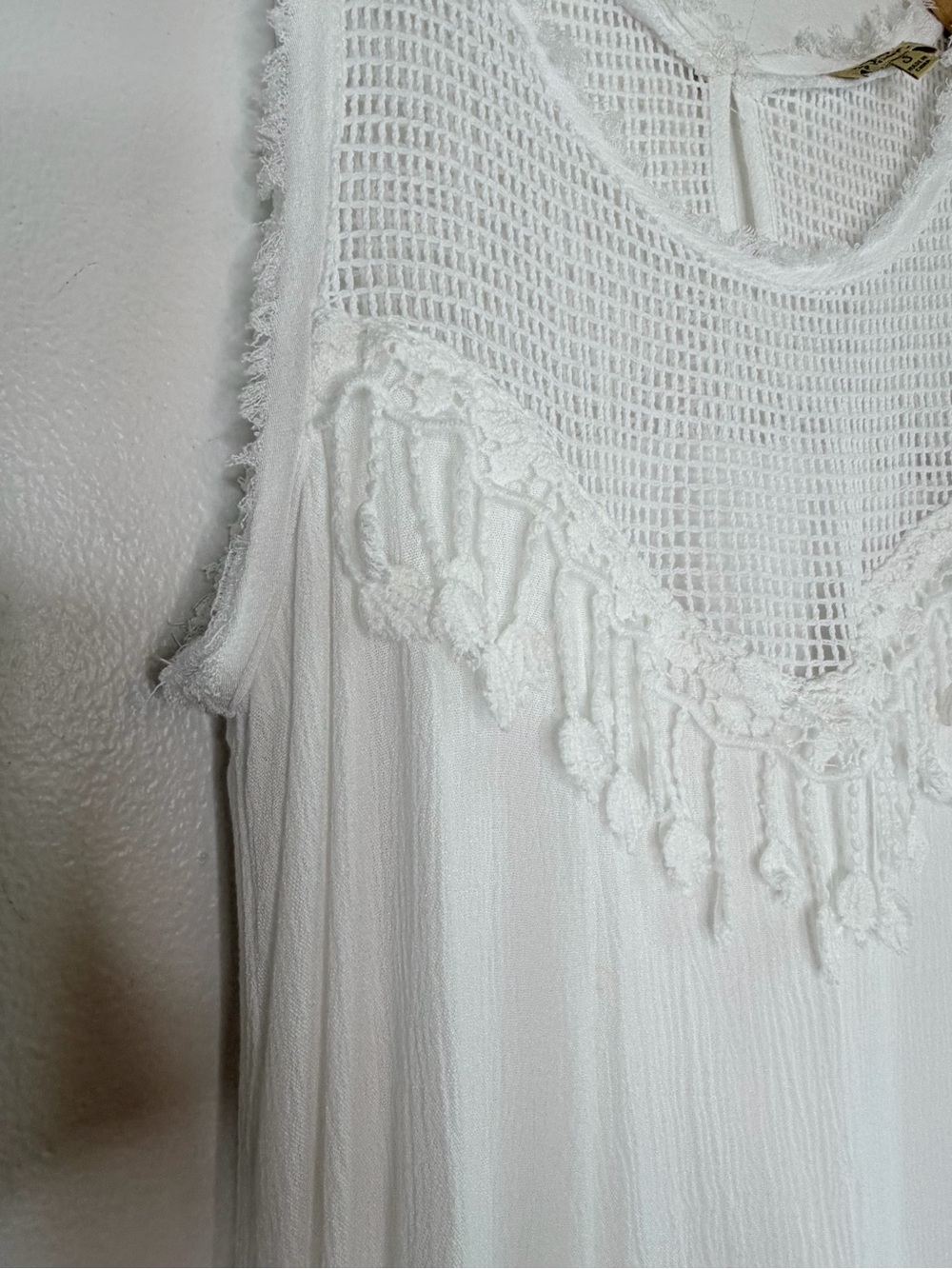 NEW Democracy Tassel and Lace Detail Lined Midi Dress in White Womenβs Size S - Picture 7 of 15